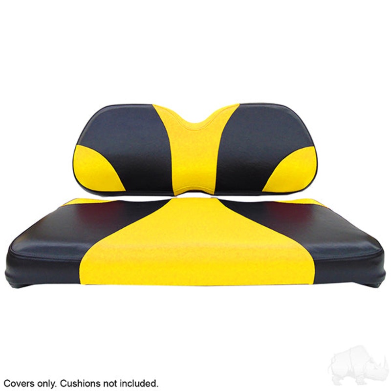 RHOX Front Seat Cushion Set, Sport Black/Yellow, Club Car Tempo, Precedent 04+ PN# SEAT-031BY-S-CV