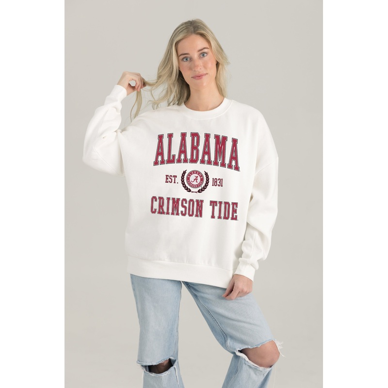ALABAMA CRIMSON TIDE TIMELESS TRIUMPH PREMIUM FLEECE DROP SHOULDER CREWNECK PULLOVER