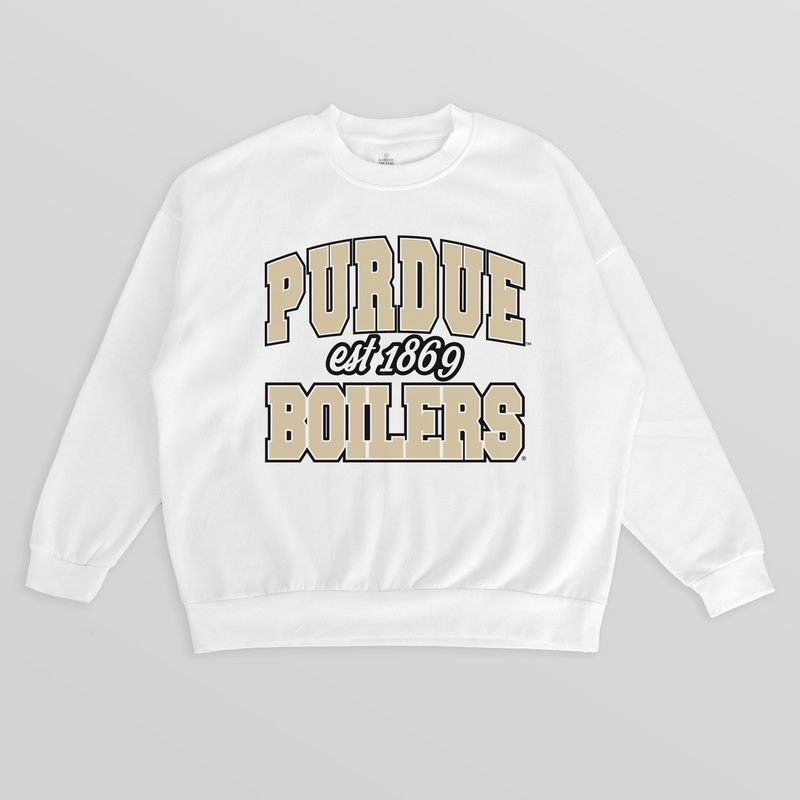 PURDUE BOILERMAKERS FADED FORMATION PREMIUM FLEECE DROP SHOULDER CREWNECK PULLOVER