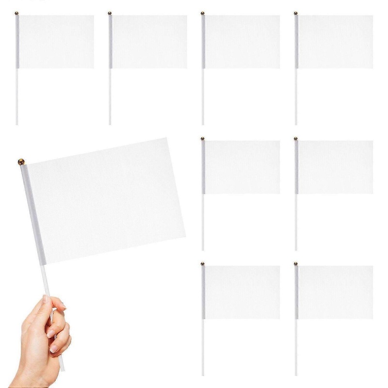 24Pcs White Flag Handheld Flagger Waved Referee Flag Yard Lawn Marking Flag (White)