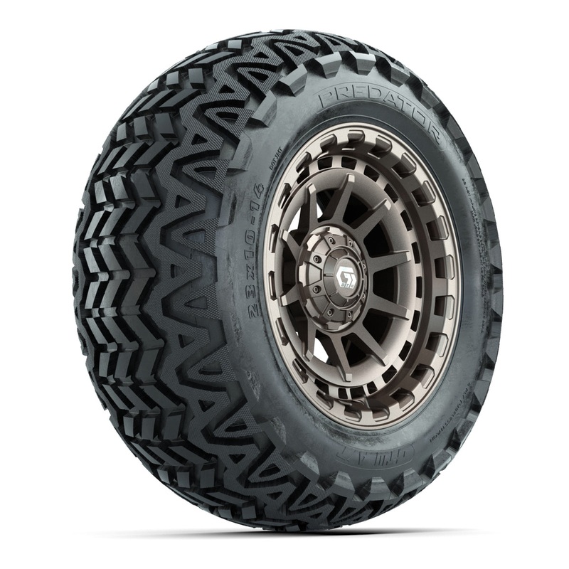 GTW Barricade Satin Bronze 14 in Wheels with 23×10-14 Predator All-Terrain Tires  Full Set