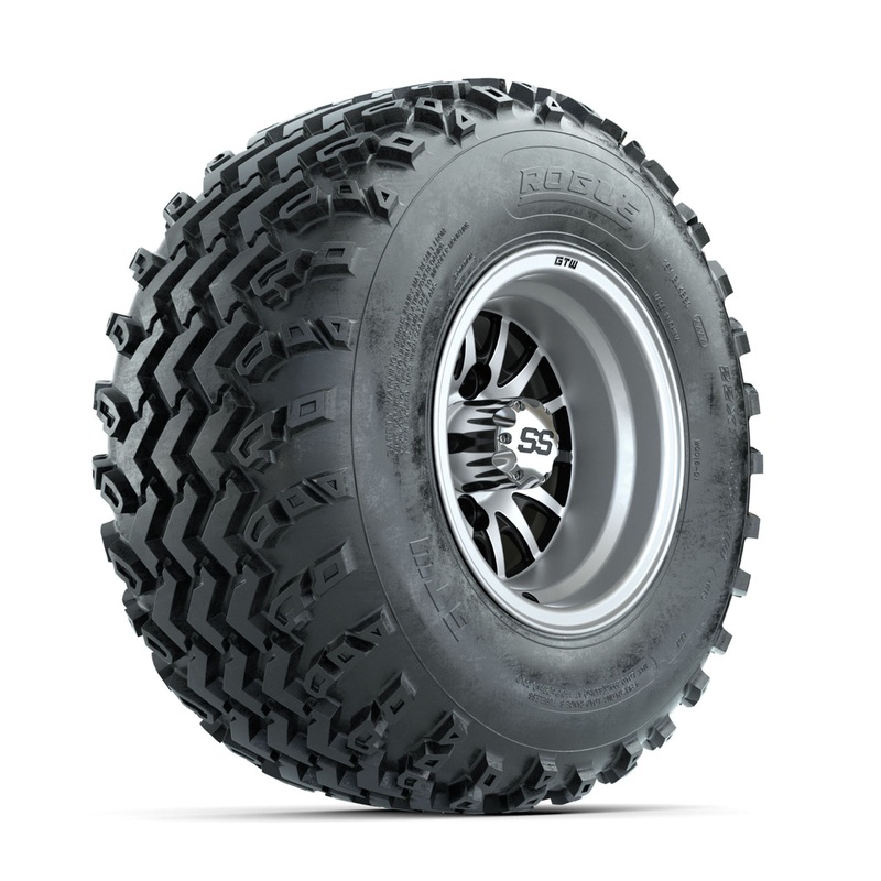 GTW Medusa Machined/Black 10 in Wheels with 22×11.00-10 Rogue All Terrain Tires  Full Set