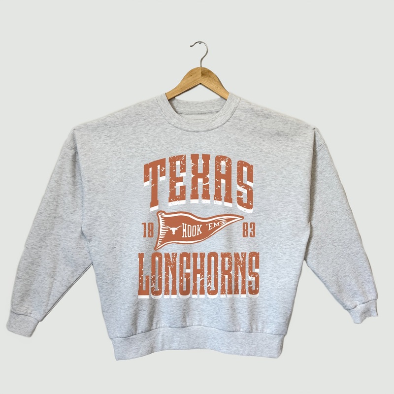TEXAS LONGHORNS PENNANT PRIDE PREMIUM FLEECE DROP SHOULDER CREWNECK PULLOVER