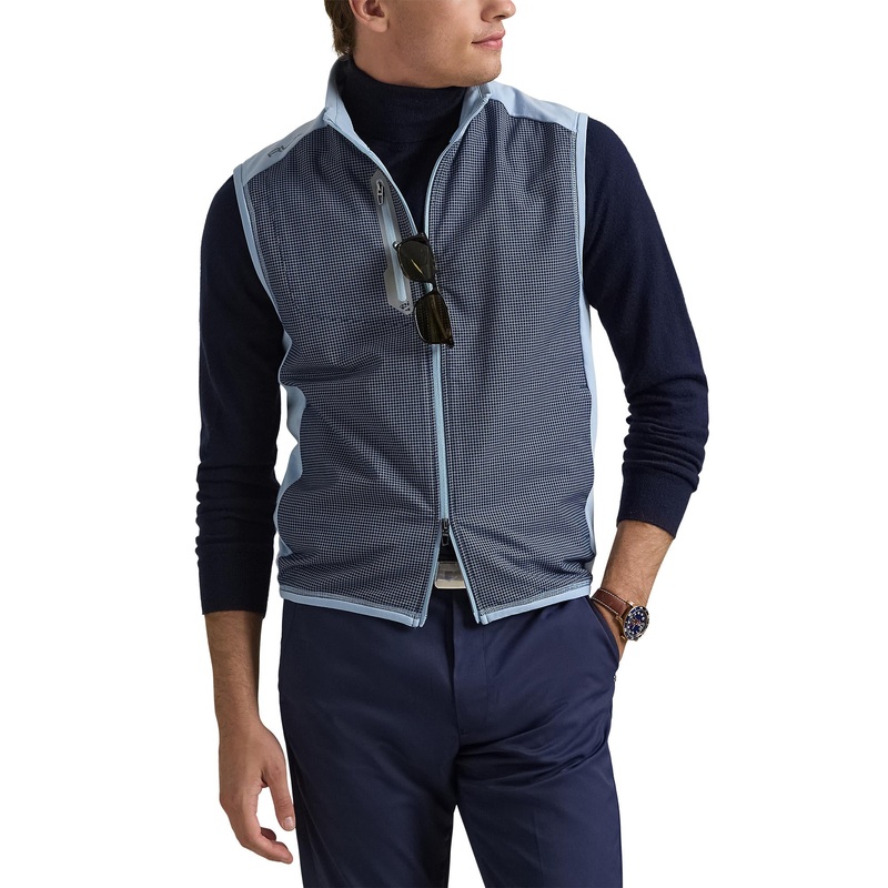 RLX Ralph Lauren Hybrid Full-Zip Golf Vest – Estate Blue Print