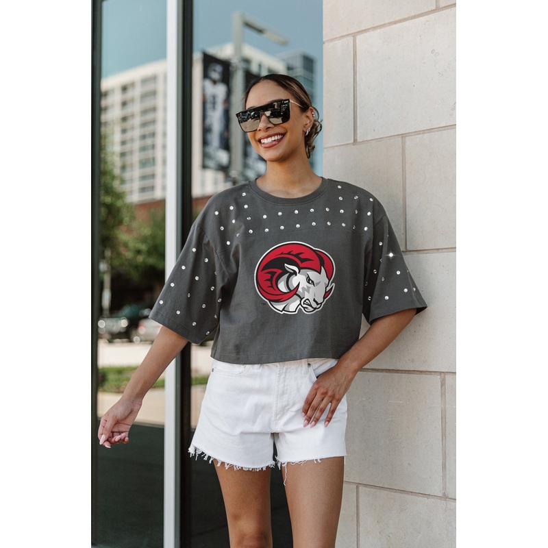 WINSTON-SALEM STATE RAMS Making Moves Rhinestone Crop Tee With Yoke