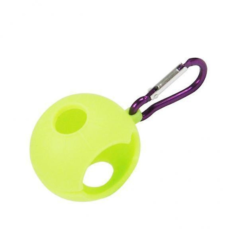 5xSilicone Golf Ball Holder Carrier with Snap Clip Contains One Ball Green