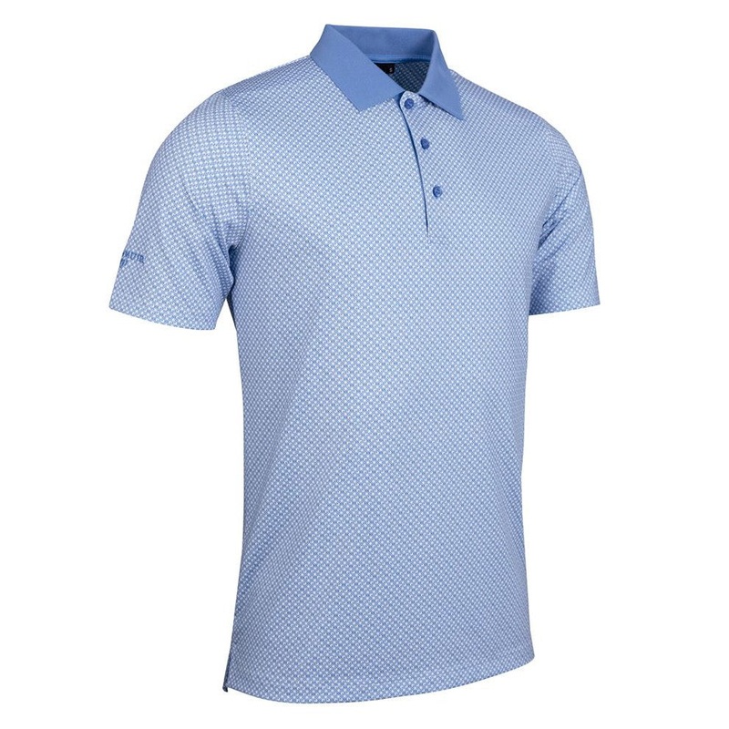 Glenmuir Gullane Performance Polo Golf Shirt – White/ Light Blue