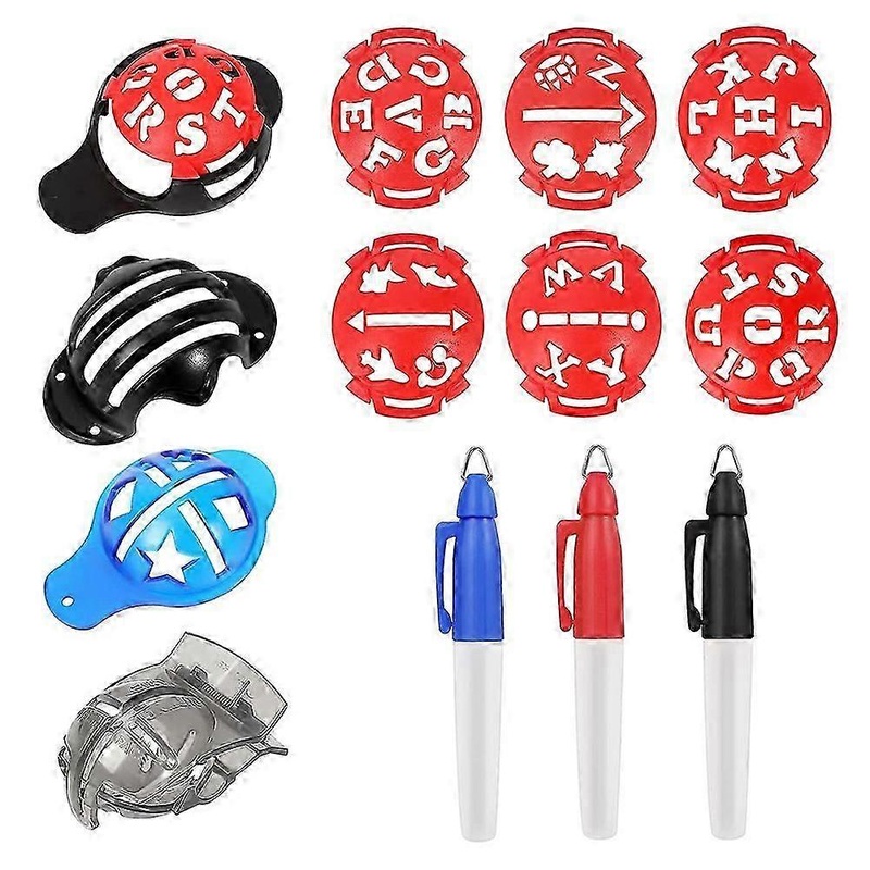 Golf Ball Marker,Color Line Markers Pens, Triple Track Plastic Golf Ball Marking Alignment Tool Kit bs