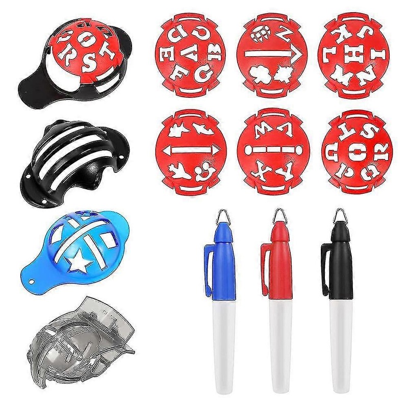 Golf Ball Marker,color Line Markers Pens, Triple Track Plastic Golf Ball Marking Alignment Tool Kit,red