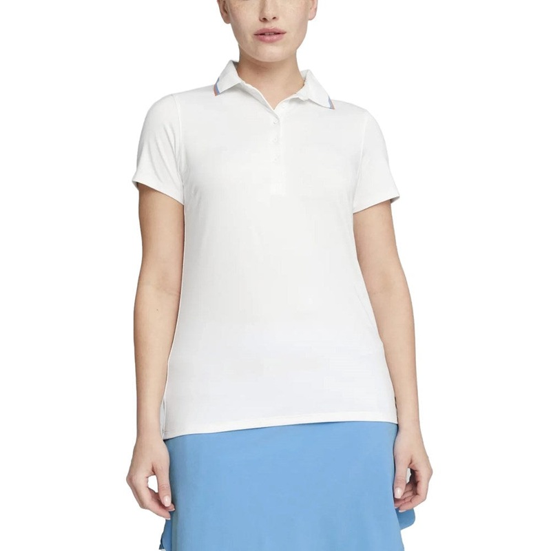 Puma Women’s Cloudspun Tipped Golf Polo Shirt – White Glow/ Regal Blue