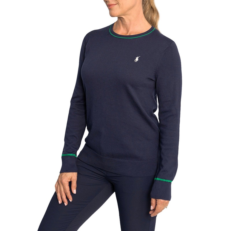 RLX Ralph Lauren Women’s Cotton Blend Knit Pullover – French Navy/Cruise Green