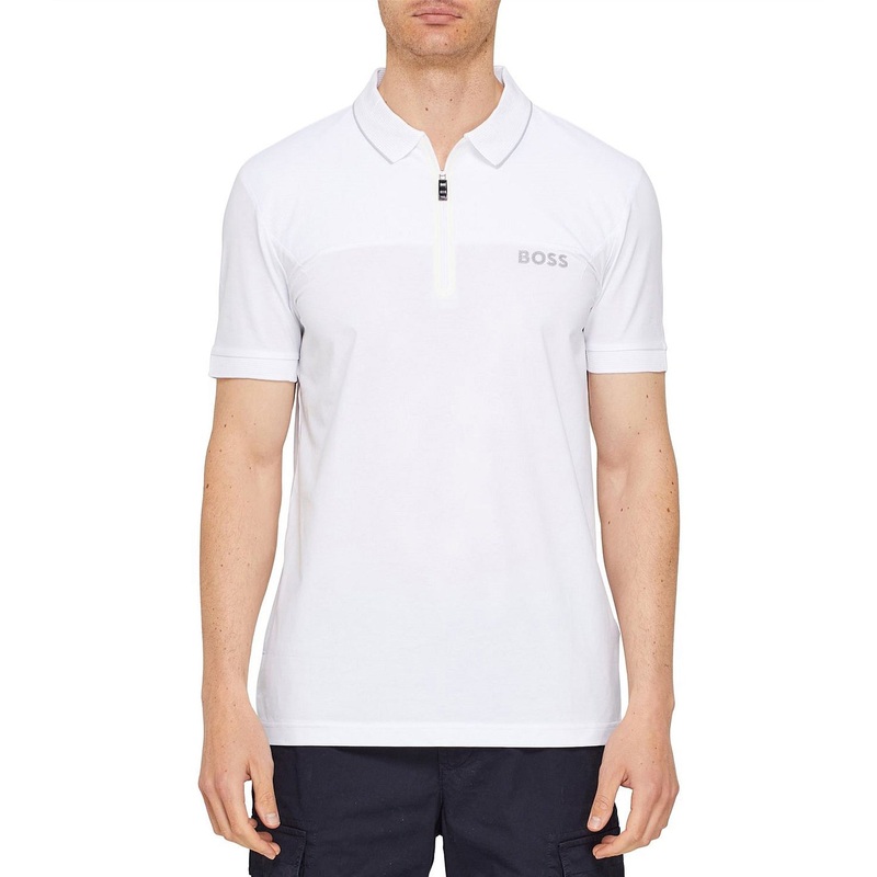 BOSS Philix Slim Fit Golf Polo Shirt – White