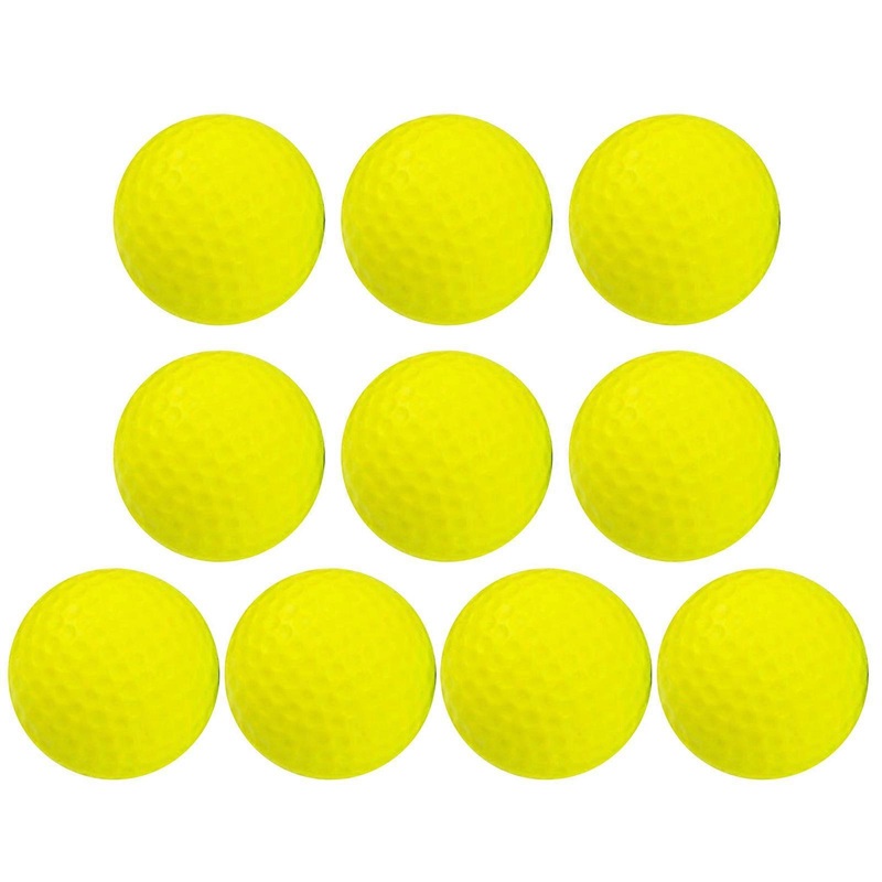 10 Pack Colored Golf Ball PU Foams Golf Practice Ball Realistic Feel Flight Training Ball for Backyard Indoor Outdoor  Yellow