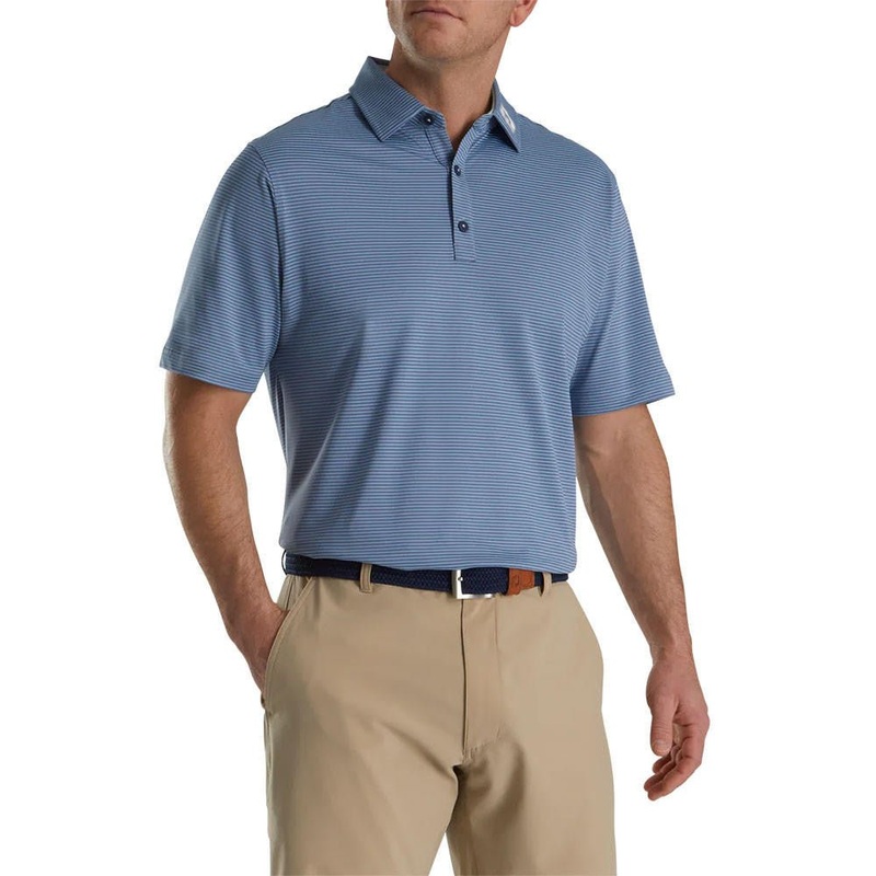 FootJoy Feeder Stripe Mix Stretch Pique Self Collar Polo – FJ Logo