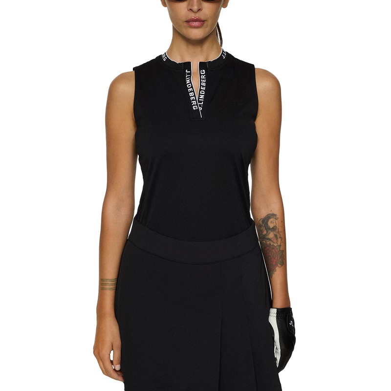 J.Lindeberg Women’s Leya Sleeveless Golf Shirt – Black