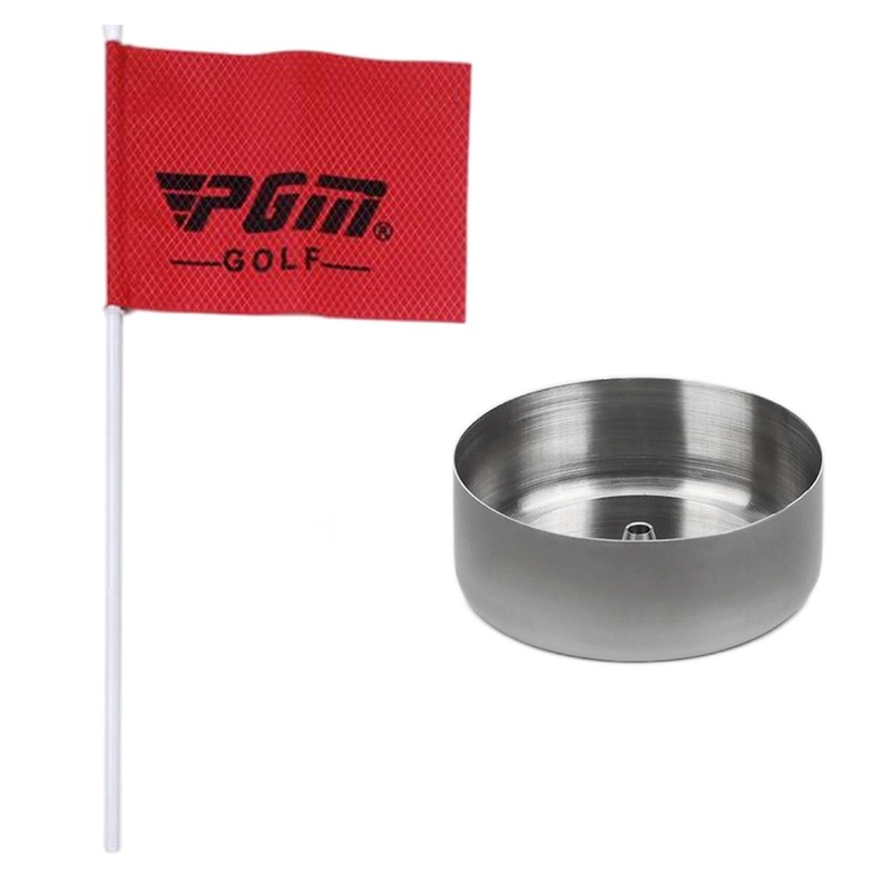 Stainless Steel Golf Hole Cup with Flag for Indoor and Outdoor Yard 4cm