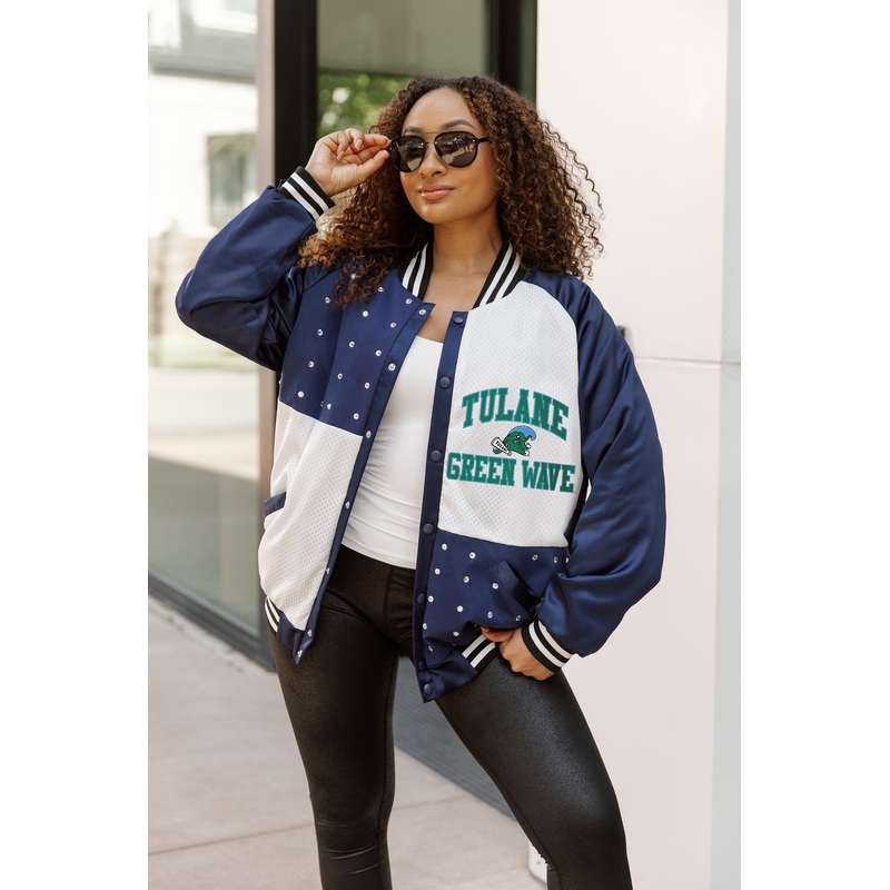 TULANE GREEN WAVE REFINED RIVALRY THROWBACK VARSITY BOMBER JACKET