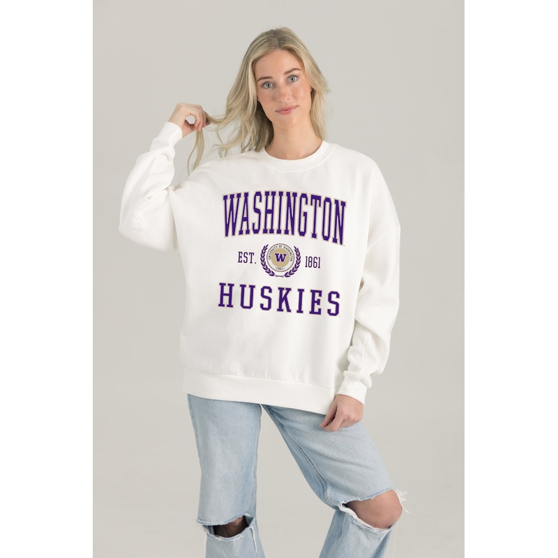 WASHINGTON HUSKIES Timeless Triumph Fleece Crewneck Pullover