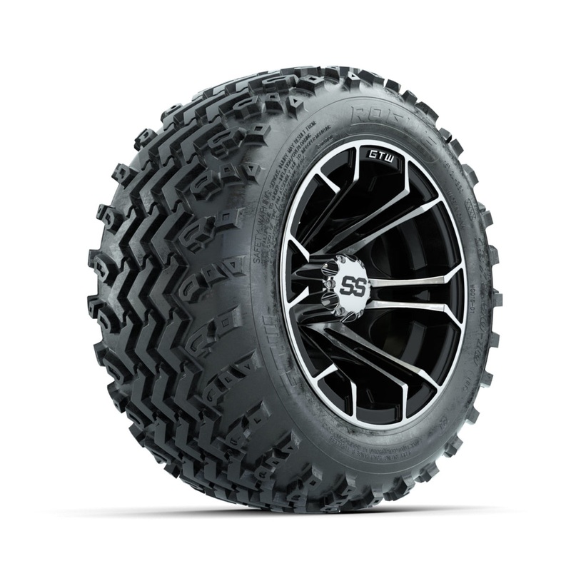 GTW Spyder Machined/Black 10 in Wheels with 18×9.50-10 Rogue All Terrain Tires  Full Set