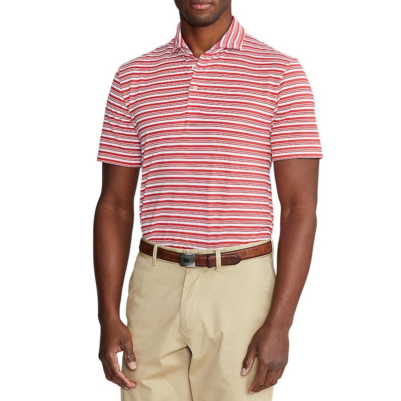 Polo Golf Ralph Lauren Tour Pique Stripe Polo Shirt – Starboard Red/White