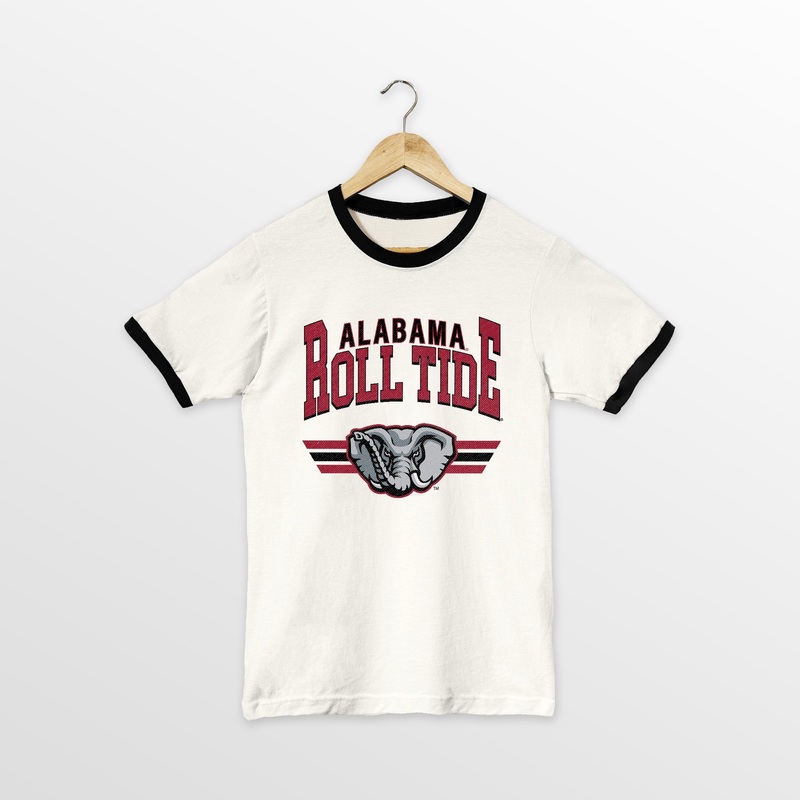 ALABAMA CRIMSON TIDE SWIFT STRIKE VINTAGE RINGER TEE