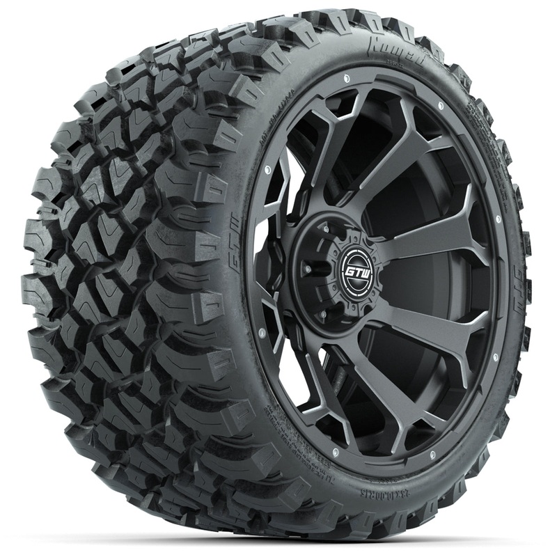Set of (4) 15 GTW Raven Matte Gray Wheels with 23×10-R15 Nomad All-Terrain Tires PN# A19-748