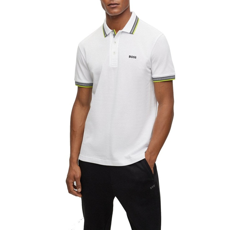 Boss Paddy Cotton Pique Polo – White