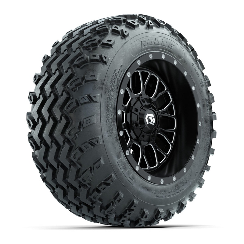 GTW Helix Machined/Black 12 in Wheels with 22×11.00-12 Rogue All Terrain Tires  Full Set