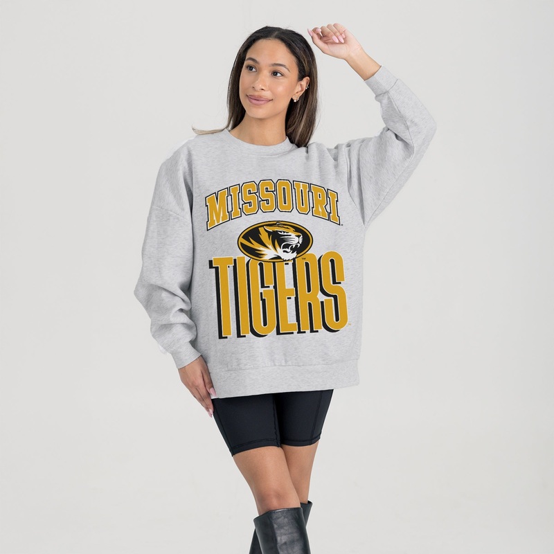 MISSOURI TIGERS FIERCE FOCUS PREMIUM FLEECE DROP SHOULDER CREWNECK PULLOVER
