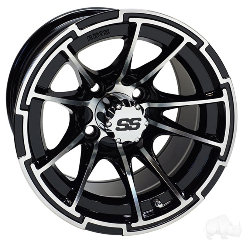 RHOX RX393, Machined Gloss Black, 12×7 ET-25