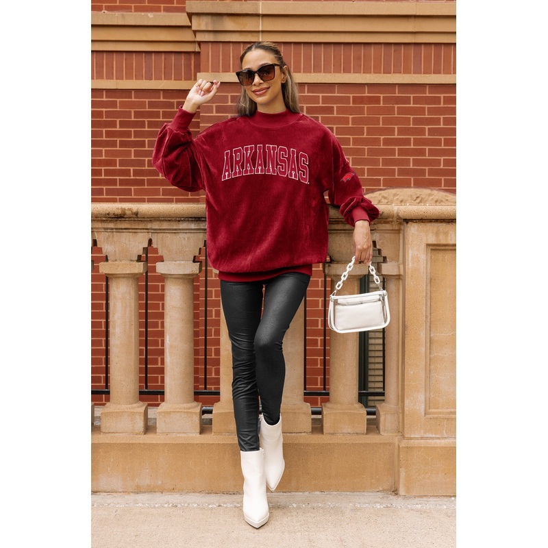 ARKANSAS RAZORBACKS MAKE A MOVE MOCK NECK CHENILLE PULLOVER
