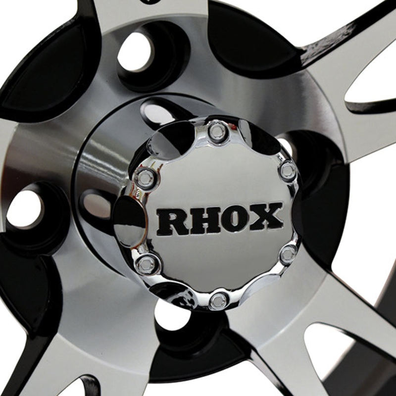 RHOX RX200, Machined w/Black w/ Center Cap, 12×6 ET-0