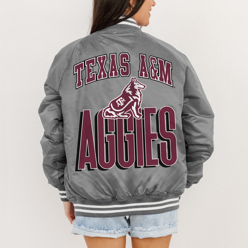 TEXAS A&M AGGIES FIERCE FOCUS SPORT STRIPE VARSITY JACKET