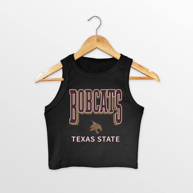 TEXAS STATE BOBCATS PURE VICTORY ESSENTIAL RIBBED CROP TANK