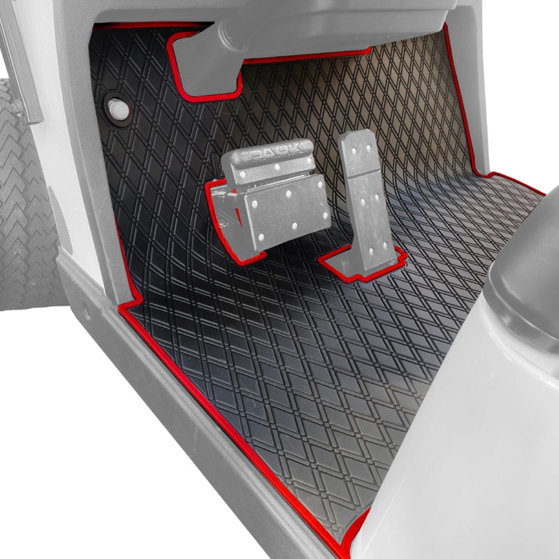 Xtreme Floor Mats for EZGO TXT / Workhorse / Express S4 / Valor / Cushman / Navitas (TXT Frame) – Black/Red PN# 03-176