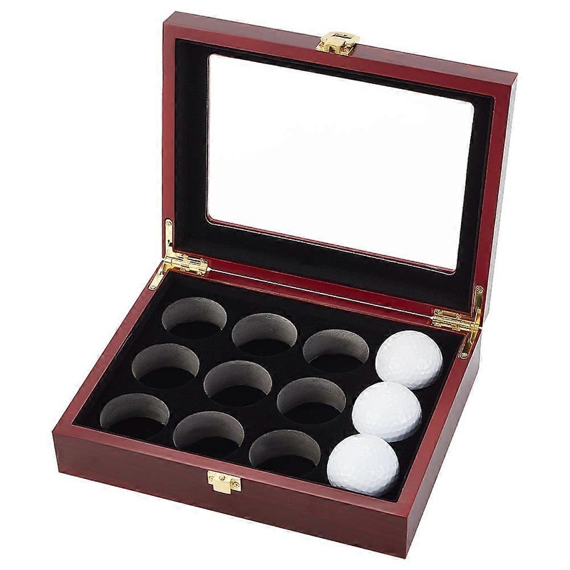 Golf Ball Display Case 12-Hole Wooden Display Box for Golf Ball Display Storage Box Golf Ball Wood Showcase Protected Cabinet Golf Rack for Golf Ball