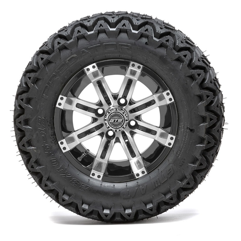 12 GTW Tempest Black and Machined Wheels with 23 Predator A/T Tires  Set of 4 PN# A19-355