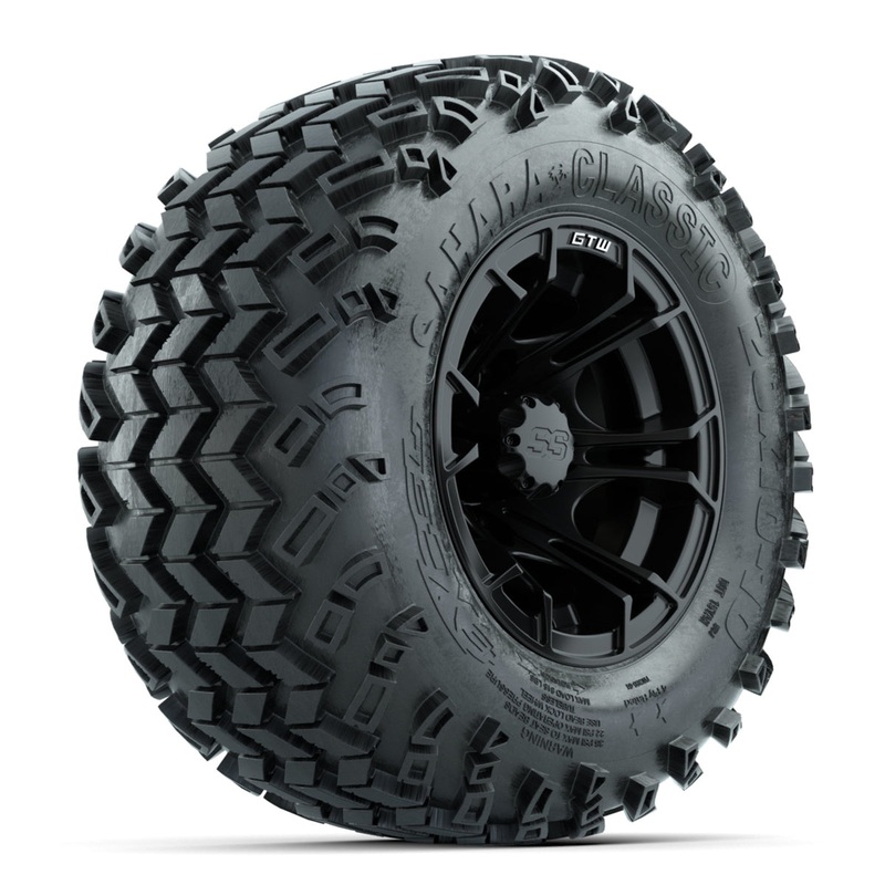 GTW Spyder Matte Black 10 in Wheels with 20×10-10 Sahara Classic All Terrain Tires  Full Set