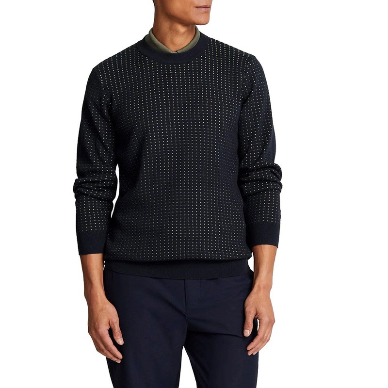 Lyle And Scott Golf Grid Crew Neck Jumper – Dark Navy
