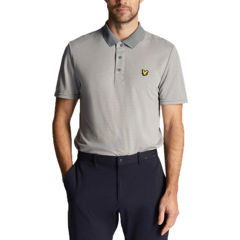 Lyle & Scott Microstripe Golf Polo Shirt – Iron Blue/Club Blue