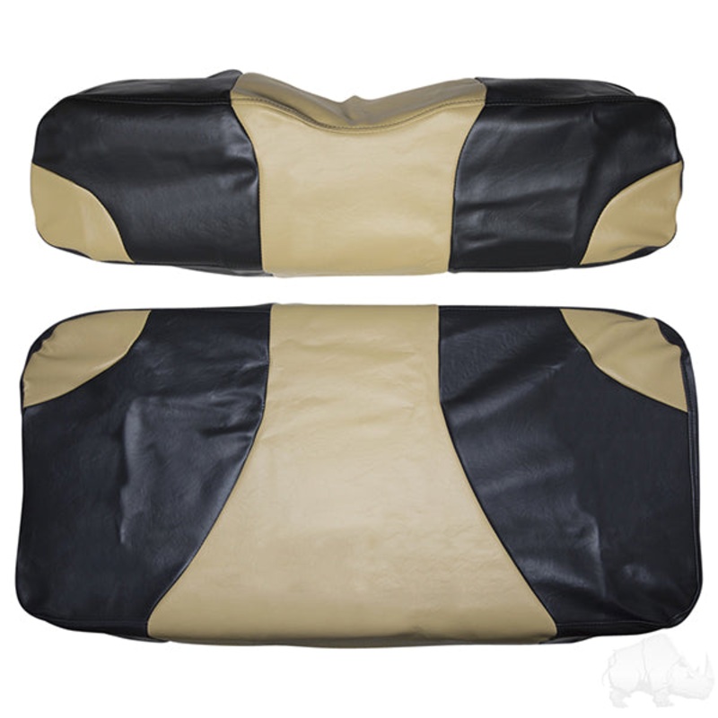 RHOX Front Seat Cover Set, Sport Black/Tan, E-Z-Go TXT 96-13 PN# SEAT-011BT-S-CV