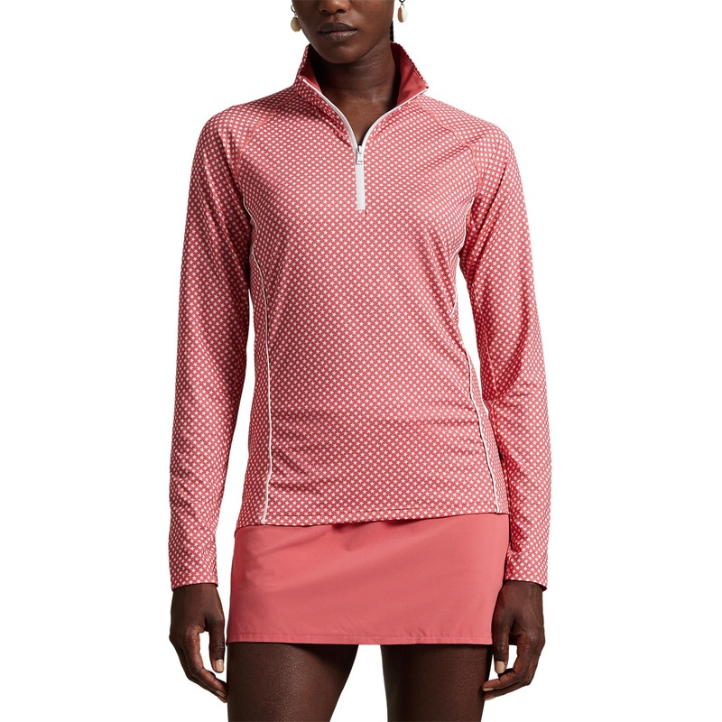RLX Ralph Lauren Women’s Printed Airflow Jersey UV 1/4 Zip – Red Sky Summer Stars