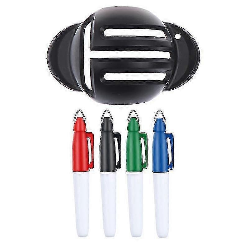 1 Set Golf Ball Triple Track Putter Stencil 3 Line Marker Stencil Golf Ball Line Marking Alignment Tools with 4pcs Marker Pens for Positioni