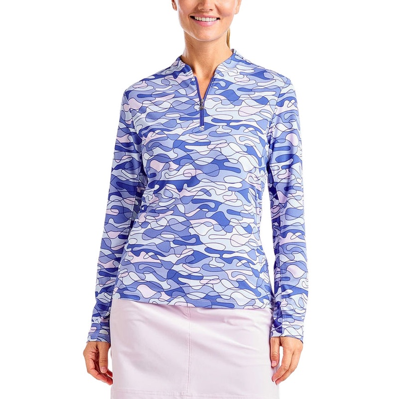 Nivo Women’s Lolita UV Long Sleeve Mock Neck Golf Shirt – Cobalt