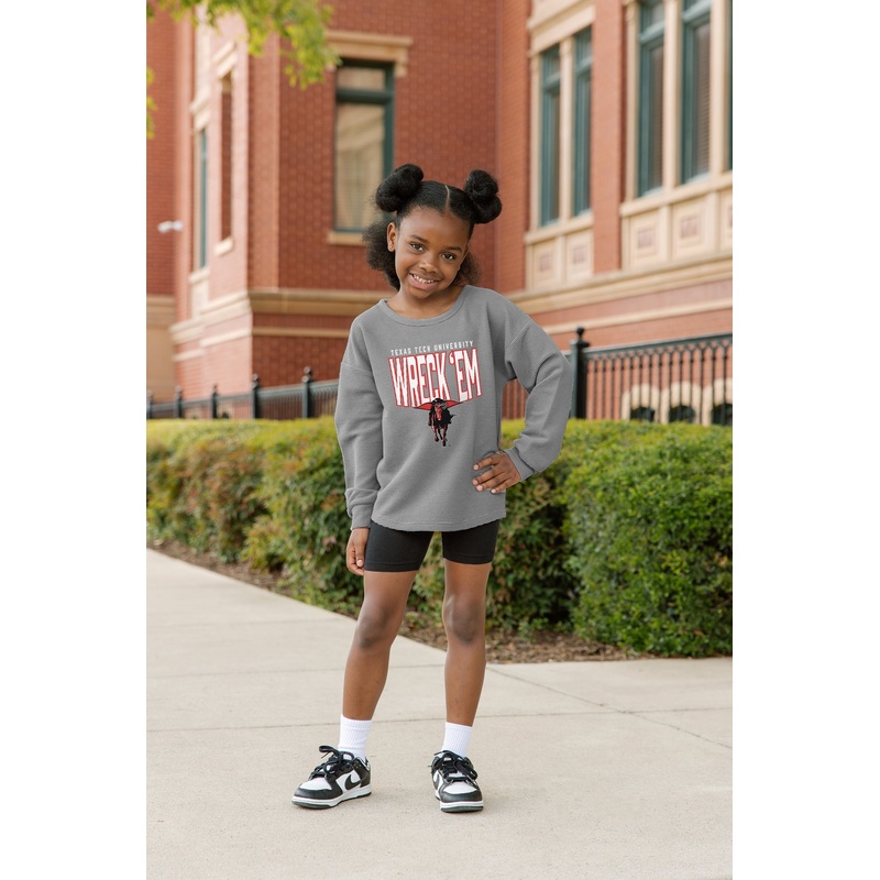 TEXAS TECH RED RAIDERS PURE MOTION KIDS VINTAGE WASH CORDED PULLOVER