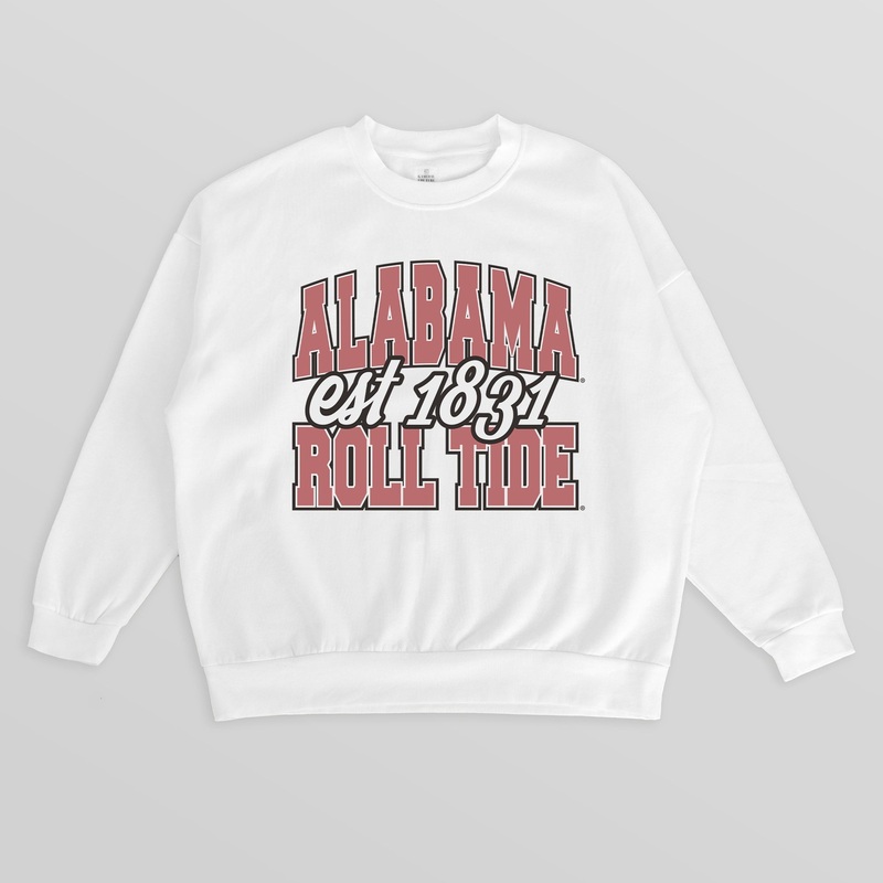 ALABAMA CRIMSON TIDE FADED FORMATION PREMIUM FLEECE DROP SHOULDER CREWNECK PULLOVER