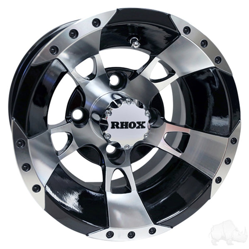 RHOX RX190, Machined w/Black w/ Center Cap, 10×7 ET-25 PN# TIR-RX190