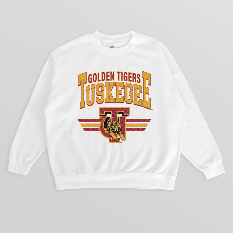 TUSKEGEE GOLDEN TIGERS SWIFT STRIKE PREMIUM FLEECE DROP SHOULDER CREWNECK PULLOVER