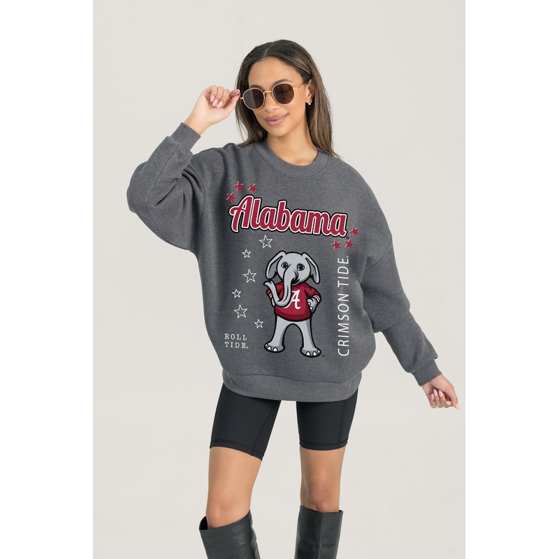 ALABAMA CRIMSON TIDE READY TO RUMBLE PREMIUM FLEECE DROP SHOULDER CREWNECK PULLOVER