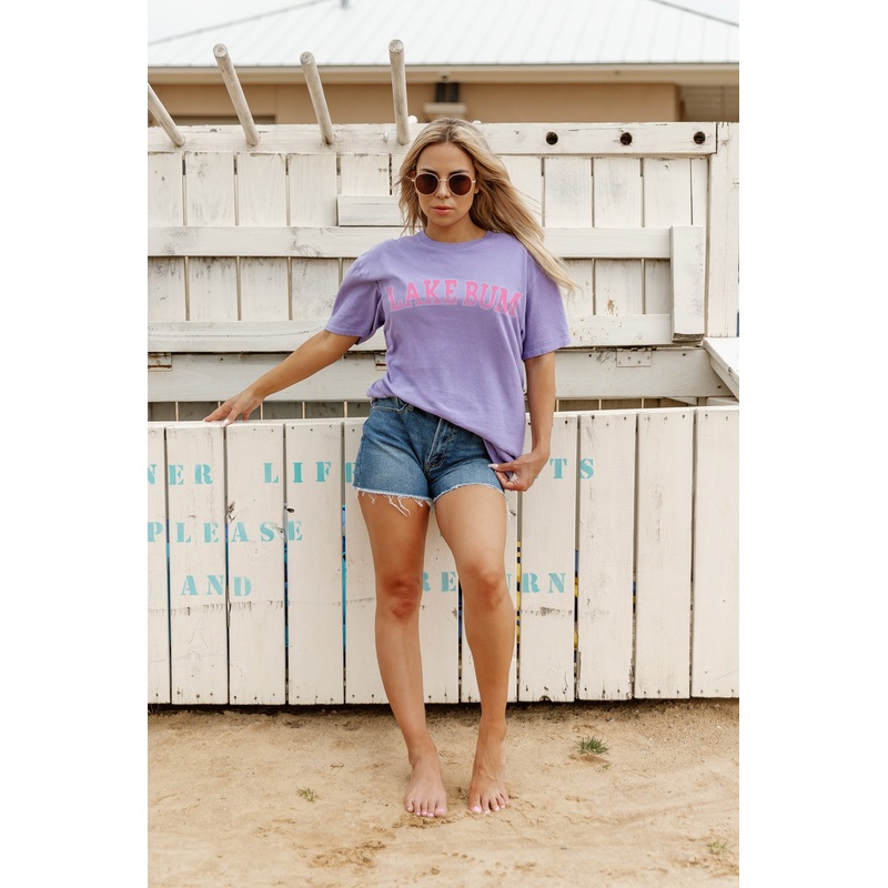 BUMMIN IT AT THE LAKE GARMENT DYED BOYFRIEND TEE
